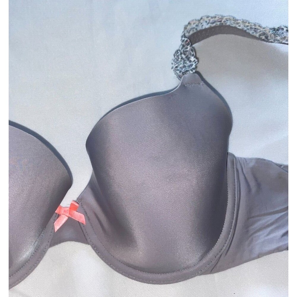 Victoria Secret 36C bra very sexy lace Demi women's grey silver